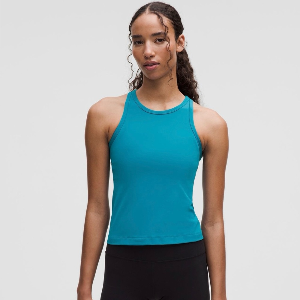 Lululemon Align waist length racerback tank top Hawaiian Blue sz 10